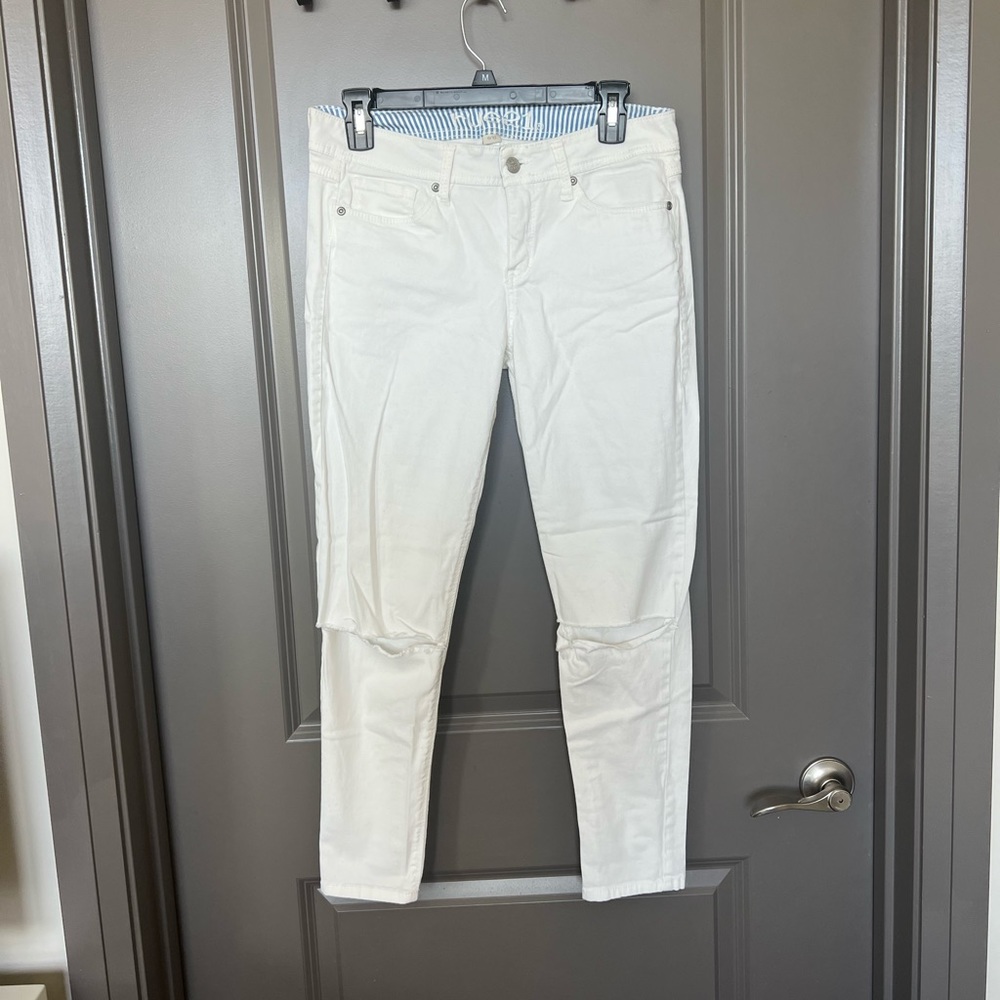 Distressed White Jeans